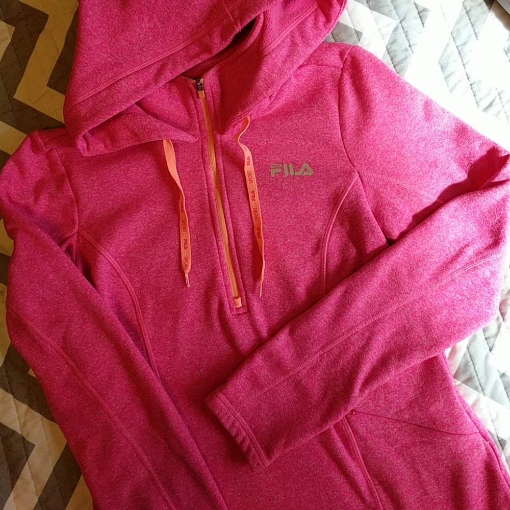 Pink Front Zip Pullover Hoodie- XS